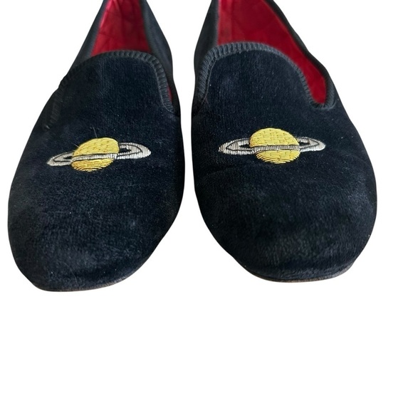 Shipton & Heneage Velvet Smoking Slippers Saturn Embroidered UK 6 main image 12